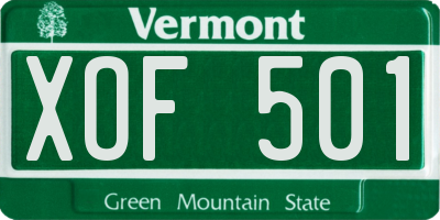 VT license plate XOF501