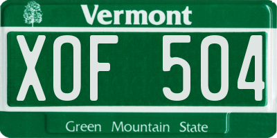VT license plate XOF504