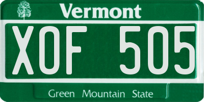 VT license plate XOF505