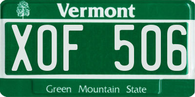 VT license plate XOF506