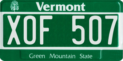 VT license plate XOF507
