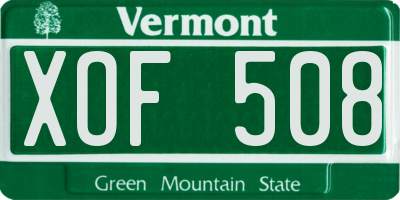 VT license plate XOF508