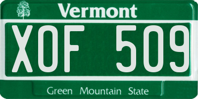 VT license plate XOF509