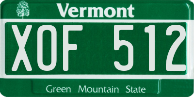 VT license plate XOF512