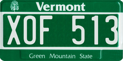 VT license plate XOF513