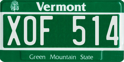 VT license plate XOF514