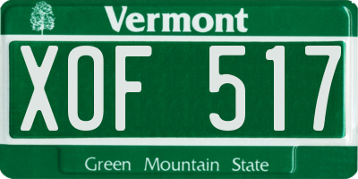 VT license plate XOF517