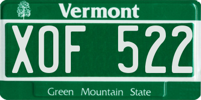 VT license plate XOF522