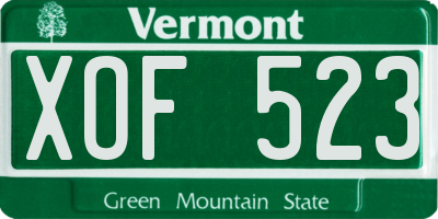 VT license plate XOF523