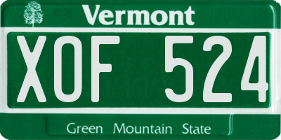 VT license plate XOF524
