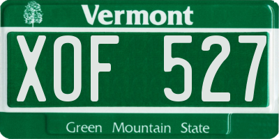 VT license plate XOF527