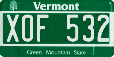 VT license plate XOF532