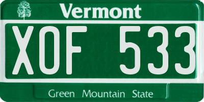 VT license plate XOF533