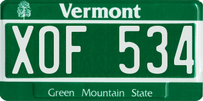 VT license plate XOF534