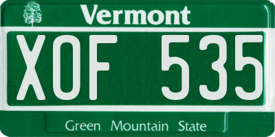 VT license plate XOF535