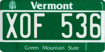 VT license plate XOF536