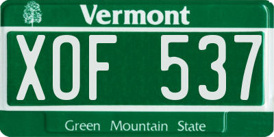 VT license plate XOF537
