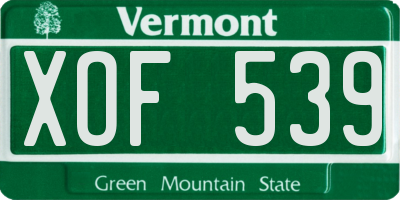 VT license plate XOF539