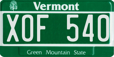 VT license plate XOF540