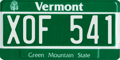 VT license plate XOF541