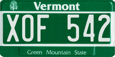 VT license plate XOF542