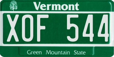 VT license plate XOF544