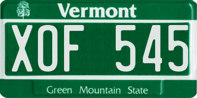 VT license plate XOF545