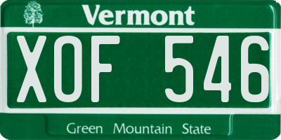 VT license plate XOF546