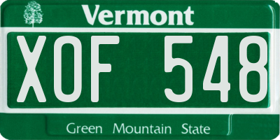 VT license plate XOF548