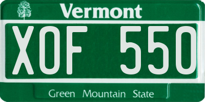 VT license plate XOF550