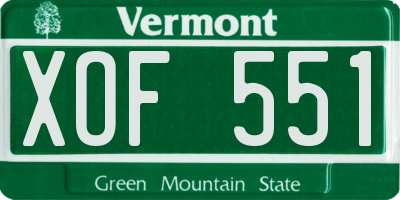 VT license plate XOF551