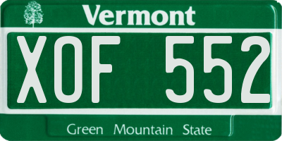 VT license plate XOF552