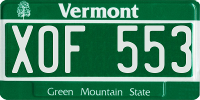 VT license plate XOF553