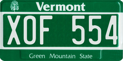 VT license plate XOF554