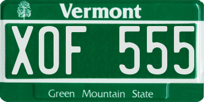 VT license plate XOF555