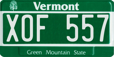 VT license plate XOF557
