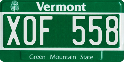 VT license plate XOF558