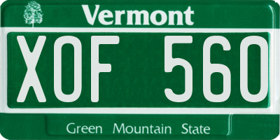 VT license plate XOF560