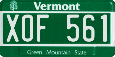 VT license plate XOF561
