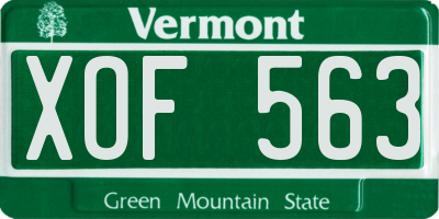 VT license plate XOF563