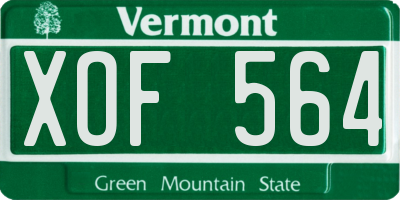 VT license plate XOF564