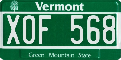 VT license plate XOF568