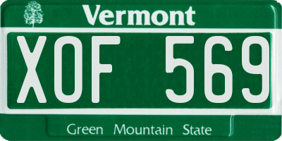 VT license plate XOF569