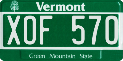 VT license plate XOF570