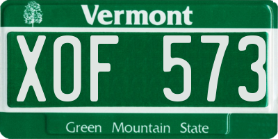 VT license plate XOF573