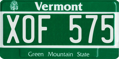 VT license plate XOF575