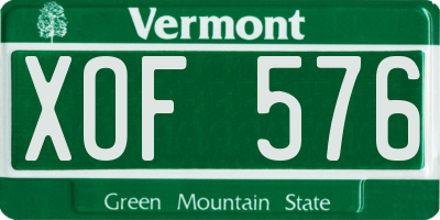 VT license plate XOF576
