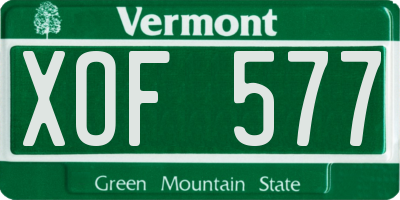 VT license plate XOF577