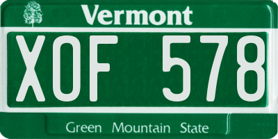 VT license plate XOF578