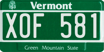 VT license plate XOF581